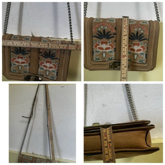 Rebecca Minkhoff Love Embroidered Floral Bag Nubuck Leather Crossbody Shoulder - Picture 16 of 16